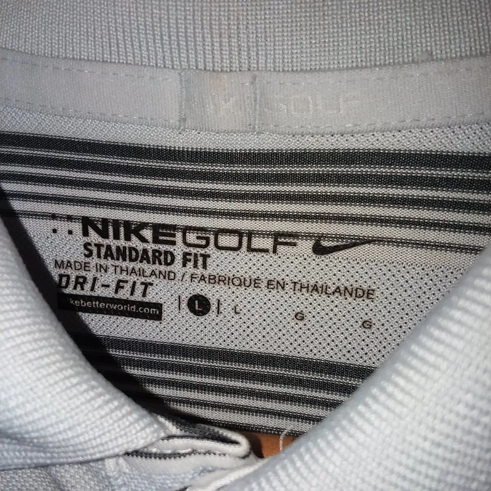 Nike Golf DriFit Striped Shirt Sz L